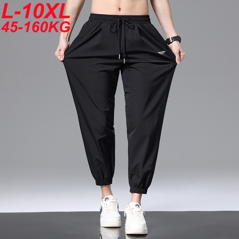Pantaloni Uomo 10XL 9XL in Seta Ghiaccio, Traspiranti Estivi, Freschi, ad Asciugatura Rapida, Elastici, Larghi, Sportivi, Taglie Forti, Oversize