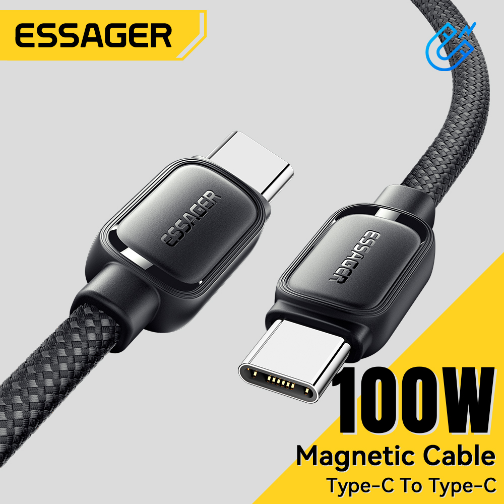 Essager 100W magnetische anti-kronkelende type C-kabel PD snellaadsnoer draad voor iPhone 17 16 15 14 Pro Max iPad Macbook Air Samsung