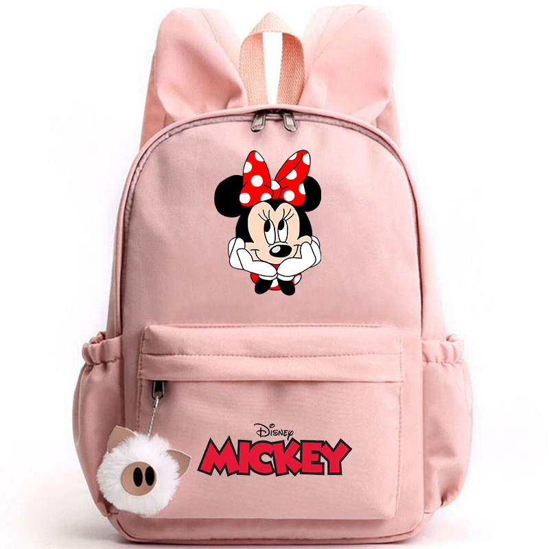 Disney Mickey Minnie Mouse Backpack for Girls Boys Teenager Rucksack Casual School Bags Travel Rabbit Ears Backpacks Mochila