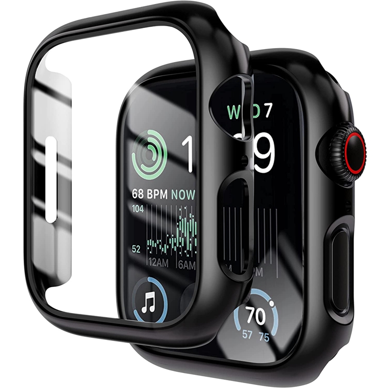 Verre + couvercle pour boîtier Apple Watch 8 7 6 SE 5 9, accessoire iWatch, protecteur d'écran, série Apple watch 44mm 45mm 40mm 41mm 38mm 42mm