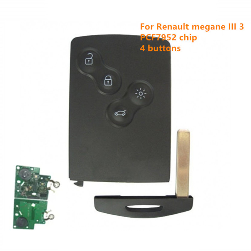 1szt 4-przyciskowy zdalny klucz karty bezkluczykowy inteligentny klucz 433mhz PCF7952 chip 7952 dla renault megane 3 Megane III z naklejką lub bez