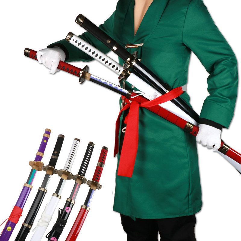 3-częściowy zestaw mieczy Roronoa Zoro 104cm Ręcznie robiona Katana Japońskie anime Miecz Cosplay Shusui Enma Kitetsu Darmowy uchwyt na miecz i pasek
