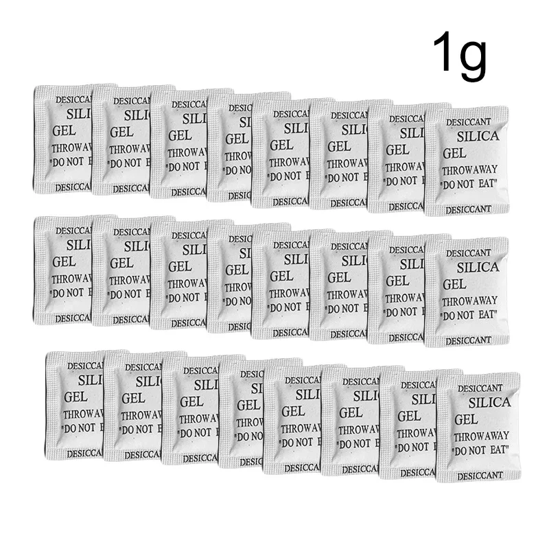 Pacotes de gel de sílica não tóxico, 50 peças 1g, bolsas dessecantes, sala úmida, roupas de cozinha, absorvedor de umidade, desumidificador, armazenamento de alimentos