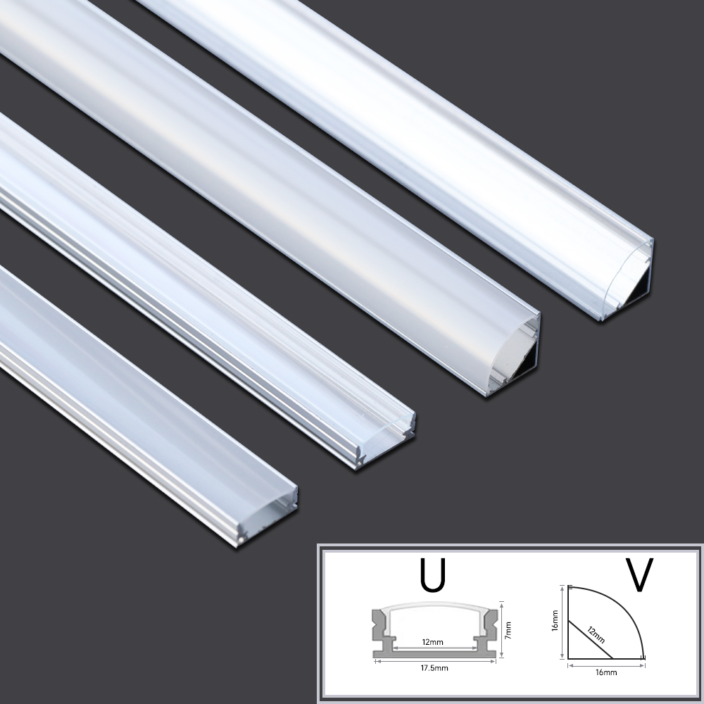 1-24 pçs/lote 50cm perfil alumínio led canto perfil de alumínio canal titular para tira led barra luz armário lâmpada cozinha armário