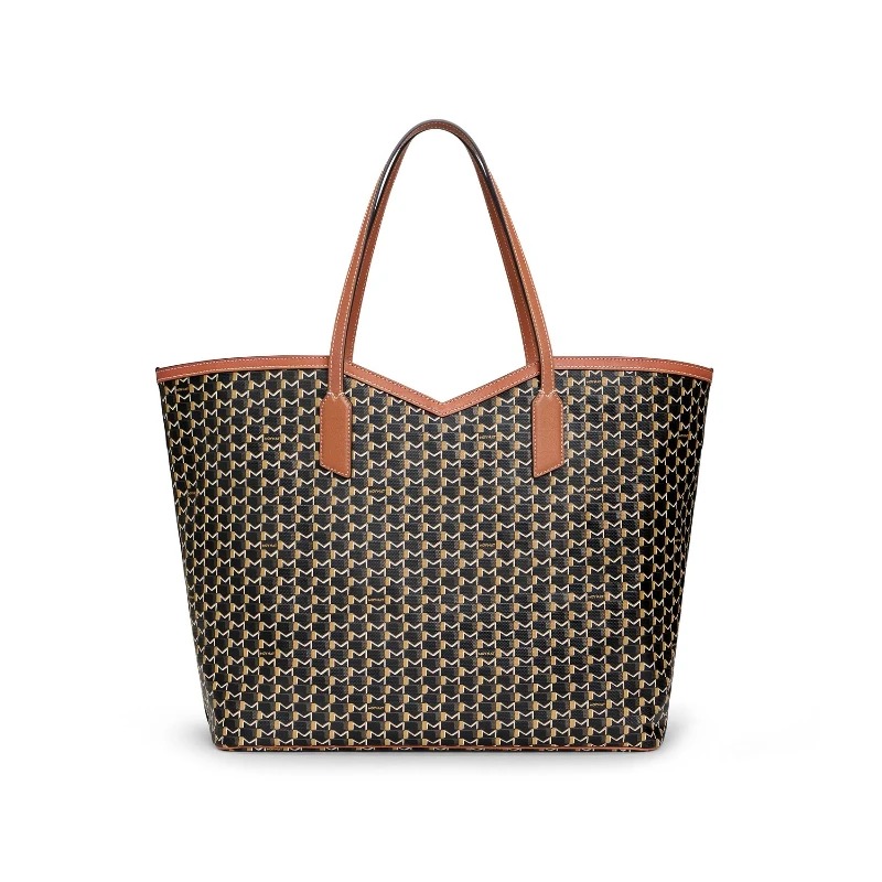 Luksusowa torba typu tote damska, klasyczny nadruk monogramu, powlekana płócienna torebka, duża pojemność, torba na ramię z odpinaną kieszenią na zamek błyskawiczny.