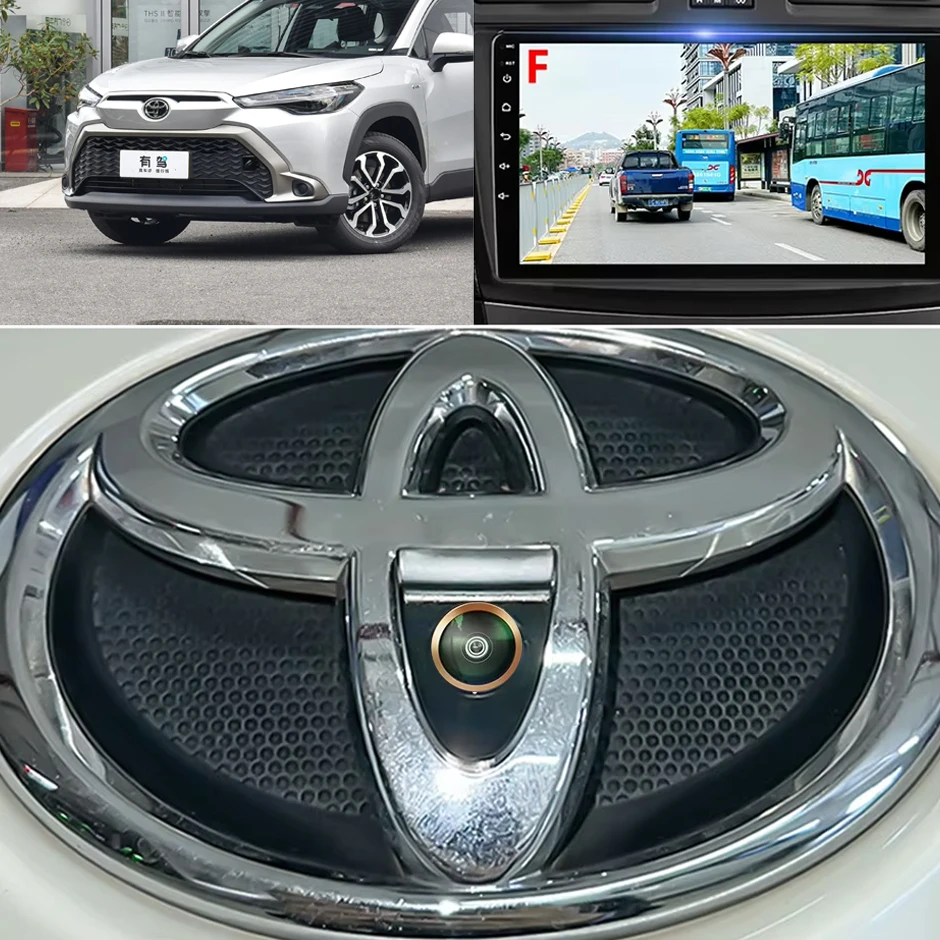 Cámara de visión frontal AHD 1080P con logotipo para Toyota Camry Prius Yaris Hilux Vizi Reiz FJ Veranda Cruiser Corolla RAV4 cámara de estacionamiento HD