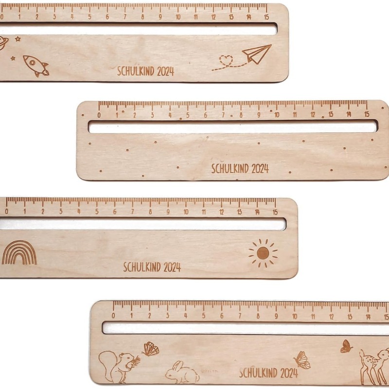 Regla hueca de madera creativa para estudiantes, herramienta de medición de papelería para niños, regalo de papelería escolar, tiras de lectura, regla de dibujo