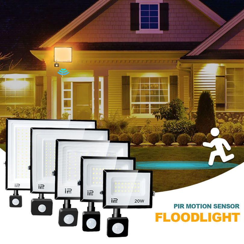 Luz de inundación LED con sensor 50W 100W 150W AC110V AC220V IP66 foco Led impermeable Reflector de pared proyector Led