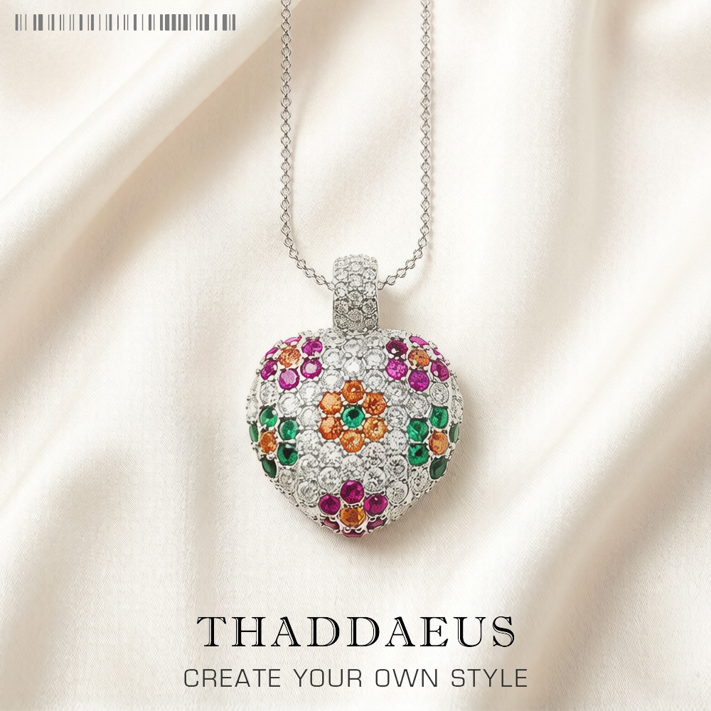 Collana Cuore Fiore colorato Estate Brand New Romantic Fine Jewelry Europa Regalo in argento sterling 925 per le donne