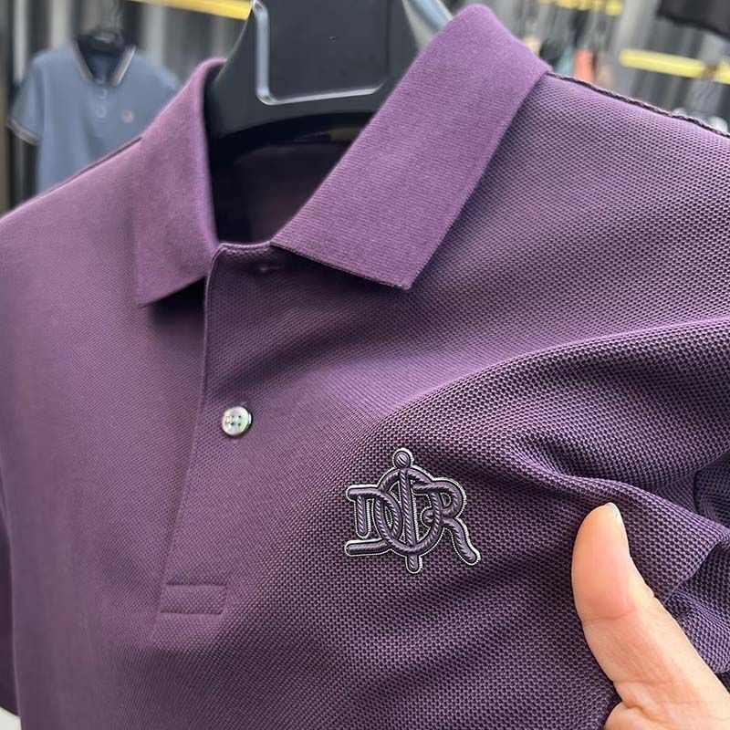 Luxo primavera e outono nova confortável casual camisa polo moda masculina marca designer original carta emblema manga longa topo