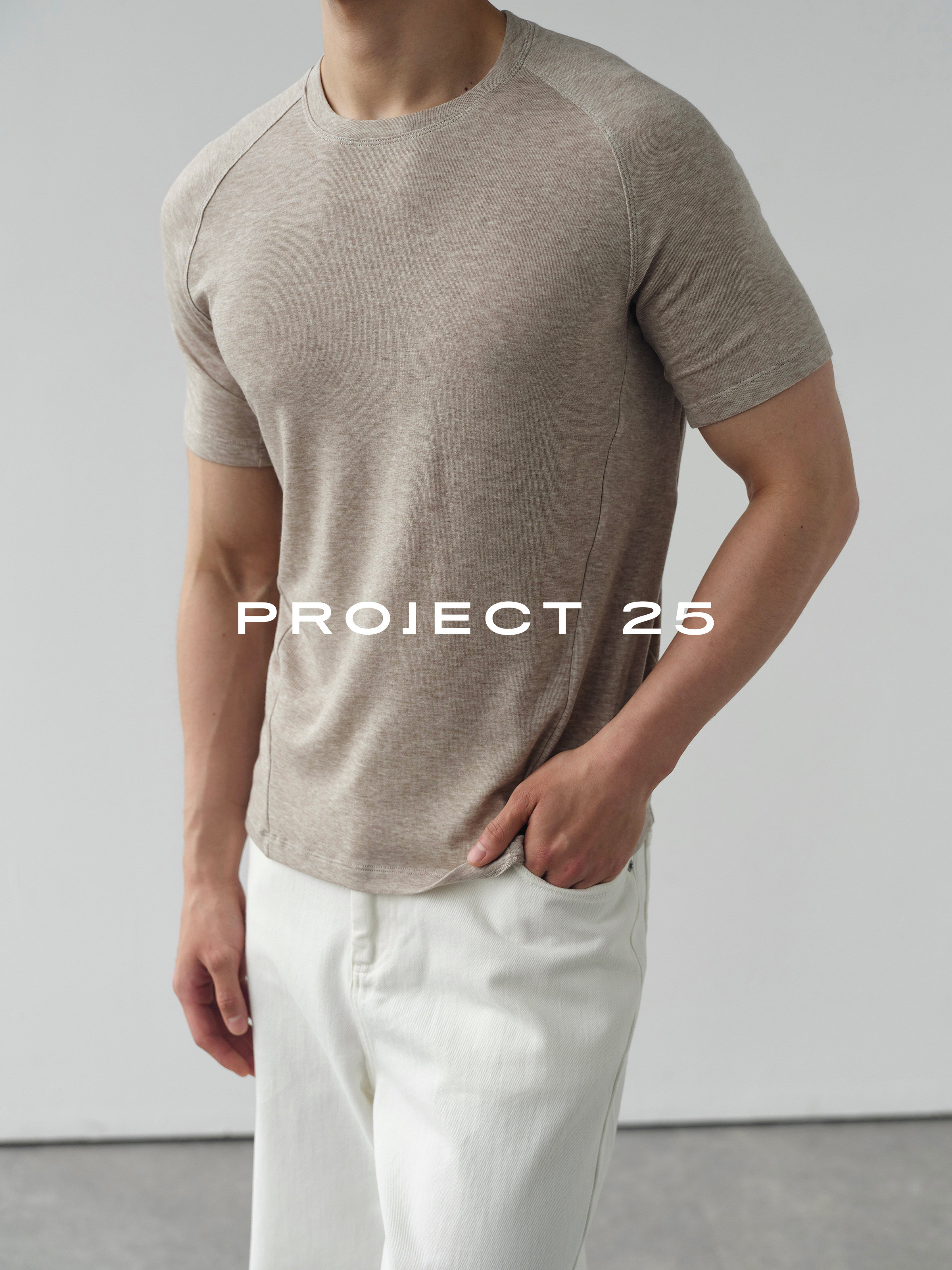 Camiseta Masculina PROJECT 25 de Lã Merino 18.5μm, Alta Elasticidade, Absorção de Umidade, Respirável, Macia, Manga Curta