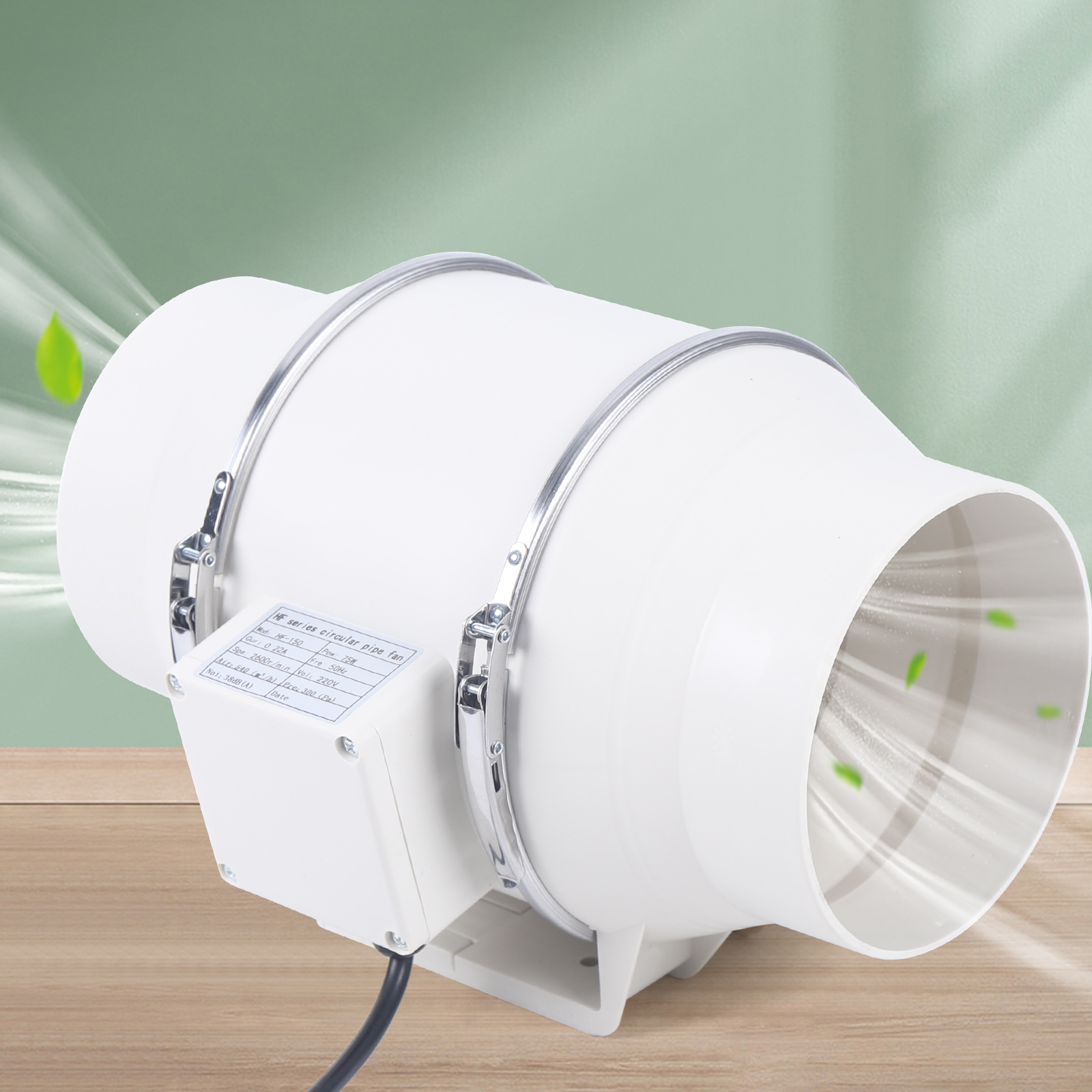 220 V Abluftventilator, leiser Kanalventilator, 2600 U/min, Kanalventilator, Rohrabsauger für Küche, Badezimmer, Toilette (HF-100/HF-150/HF-200)