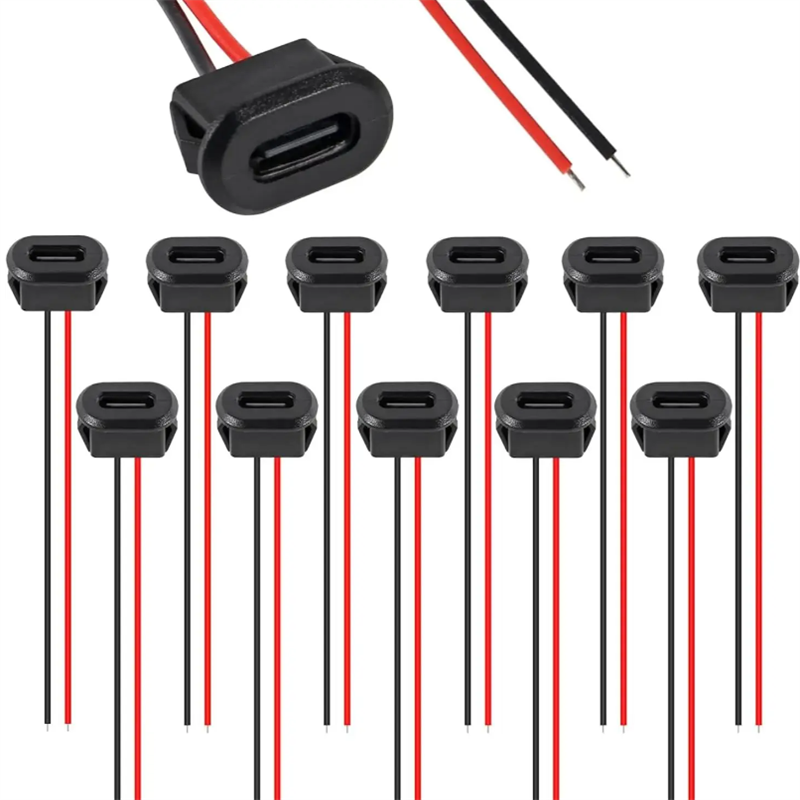10PCS Typ-C Weibliche 2Pin USB Stecker Typ-C mit Buchse Schnelle Lade Jack Lade Port USB-C Ladegerät Stecker