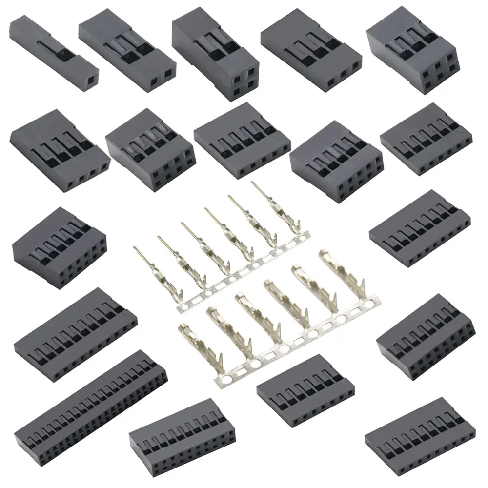 Dupont Plastic Shell 2.54mm Single Double Row Dupont Connector 1/2*2/3/4/5/6/7/8/10/20/40P Jumper Wire Cable Housing Plug Female