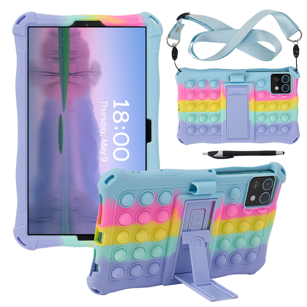 Kids Case For Samsung Galaxy Tab A9 8.7 Tablet Cover Tab A11 8.7 SM-X110/X115/X130 X135 Soft Silicon Stand Case Funda capa+strap