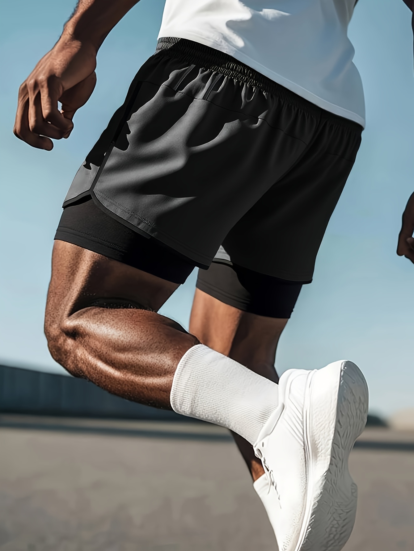 Men's Two-in-one Sports Shorts Quick-drying Double Shorts Summer Running Sports Short Basketball Gym Sweatsuit Short