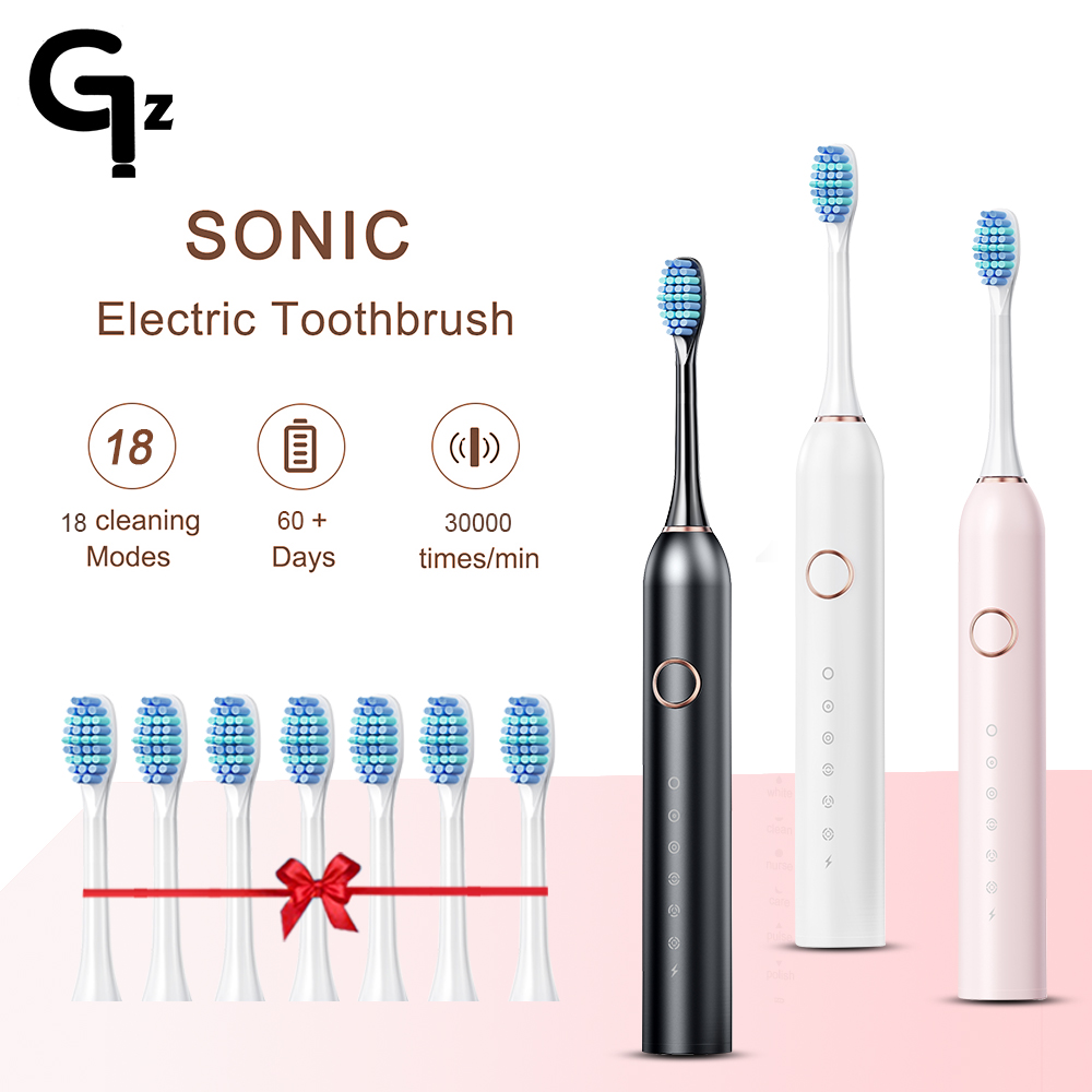 SC506 nuevo 2024 cepillo de dientes eléctrico sónico cepillo temporizador para adultos 6 modos cargador USB cepillos de dientes recargables juego de cabezales de repuesto