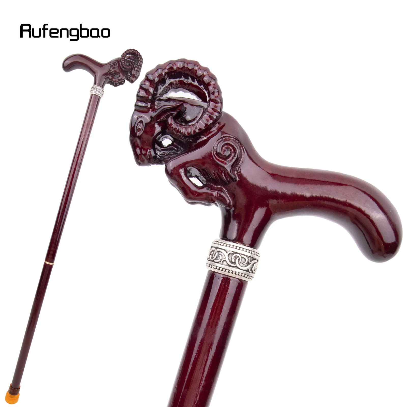 Brauner Ziegen-Modestab aus Holz, dekorativer Vampir, Cosplay, Party, Holz, Gehstock, Halloween, Streitenstab, Crosier, 95 cm