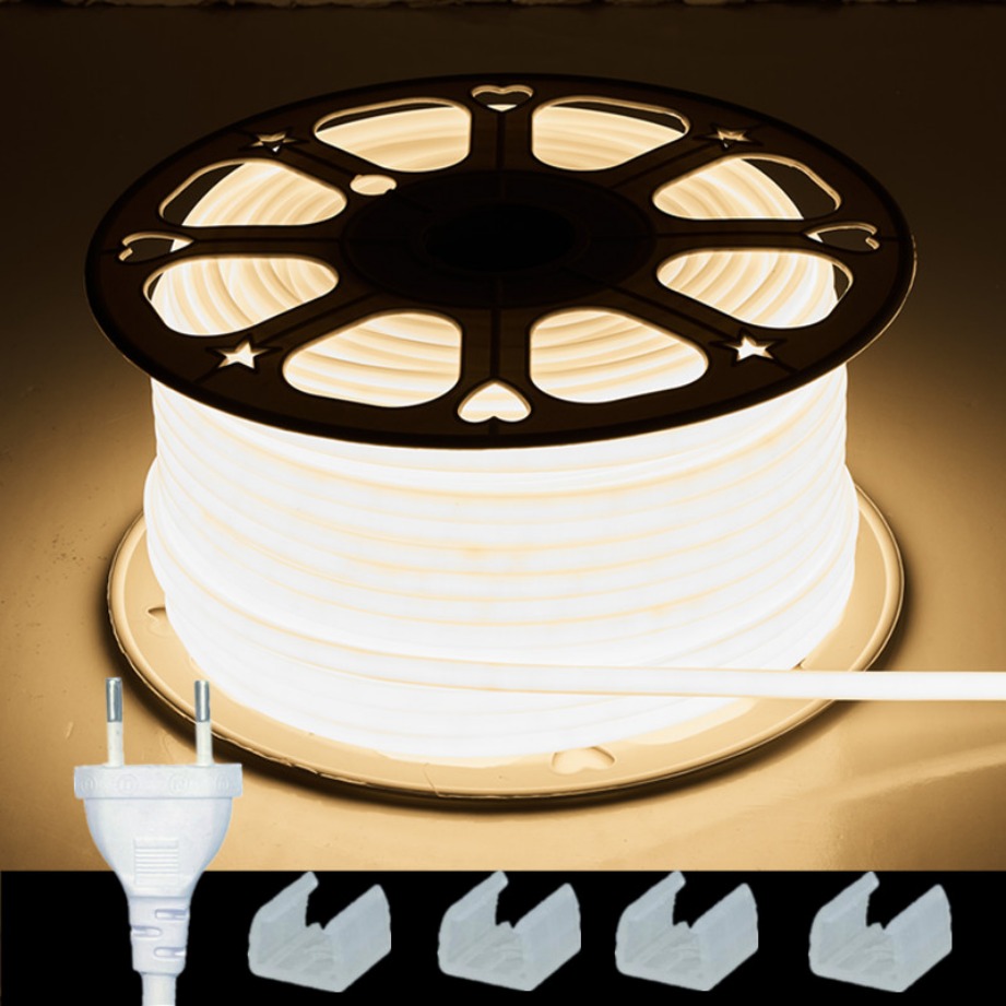 Tira de luces LED COB 288leds/M 220V enchufe europeo RA90 blanco cálido 3000K 4500K 6500K cinta LED Flexible para dormitorio cocina Waterpr IP65