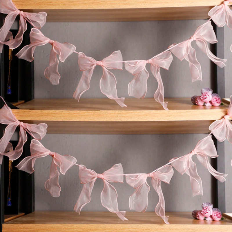 Banner con lazo rosa, guirnaldas colgantes para niñas, decoración de fiesta de cumpleaños de princesa, fondo fotográfico para fiesta de boda y Baby Shower