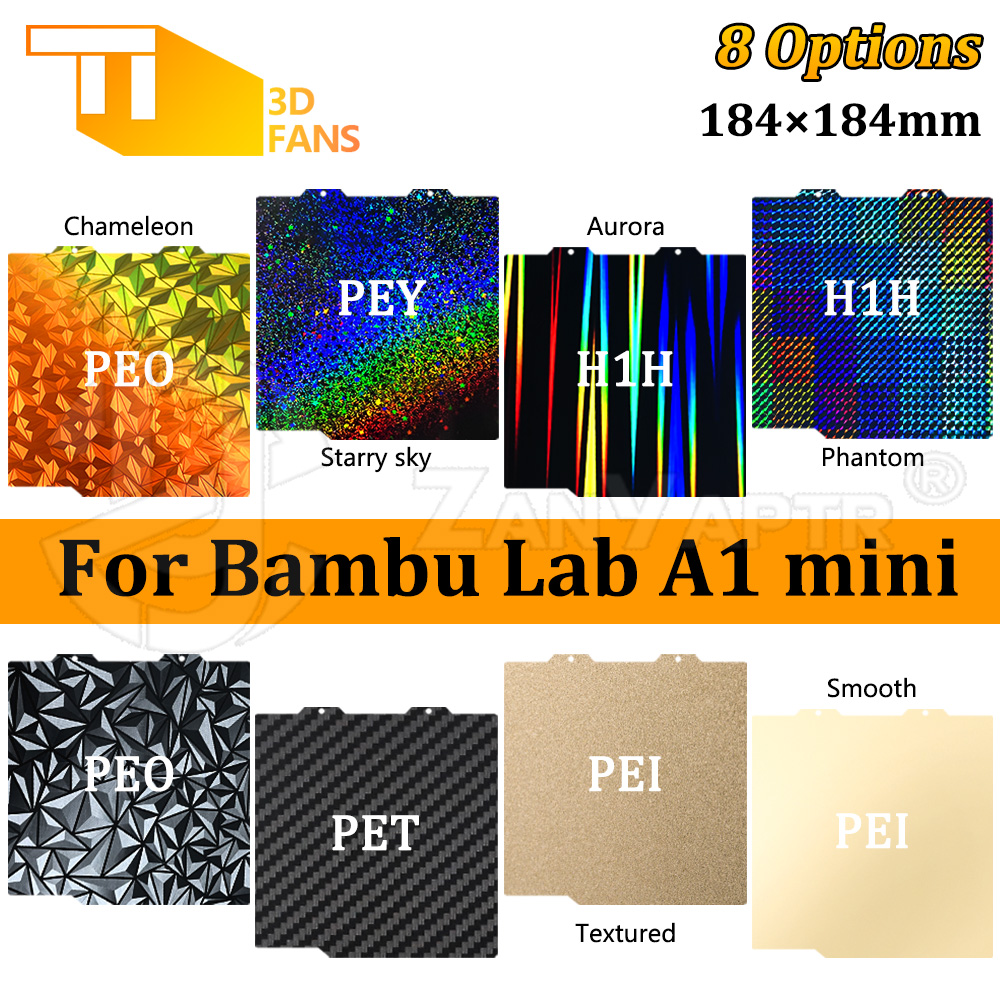 Do Bambu Lab A1 Mini Build Plate 184x184 Double Sided H1H PEY PEO PET PEI Bed Spring Steel Sheet Pei Sheet 3D Printer Part