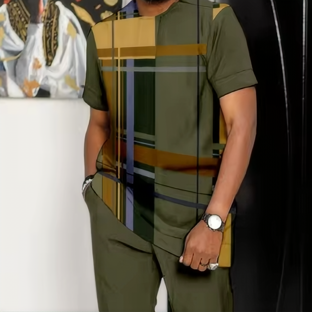 2024 Sommers port Set Herren Kurzarm T-Shirt Hose 2-teiliges Set Herren übergroße Größe 3D bedruckte Hose Set