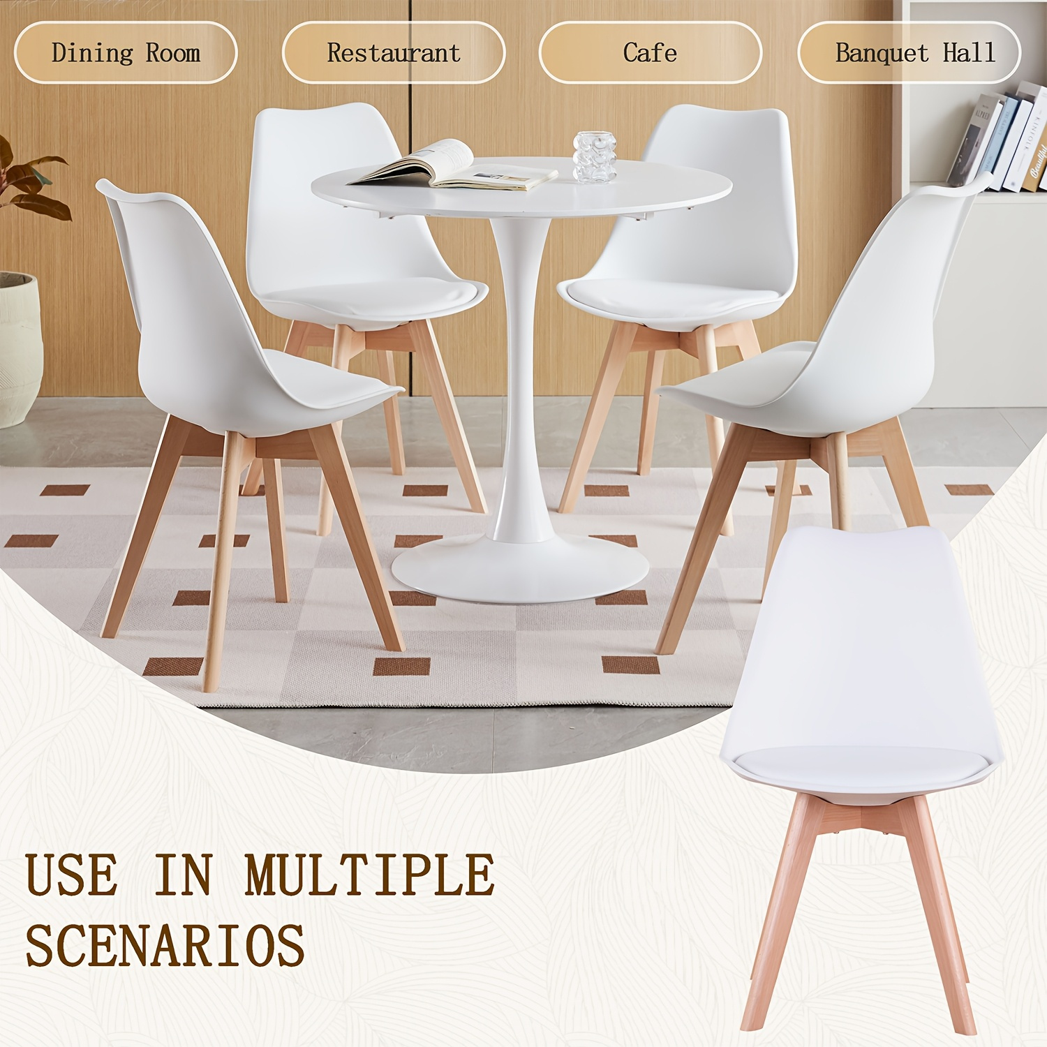 Juego de 4 sillas de comedor modernas de estilo medieval, ideales para cocina, oficina o sillas de diseño tipo concha