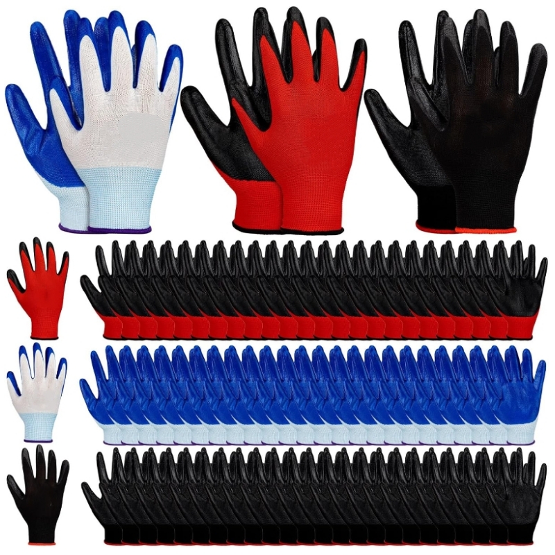 Gants de travail de sécurité enduits de PU, 20 pièces, antidérapants, tricotés sans couture, pour hommes, jardinage, Construction, réparation, cour, gants d'extérieur