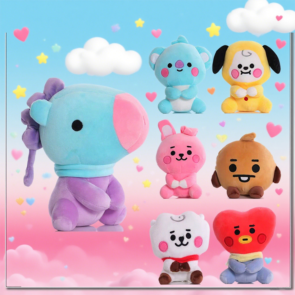 Boneka BT21 Plush Toys Kawaii Mini Keychain Anime Pendant Ornament untuk Anak-anak, Ukuran Sekitar 12cm, Boneka Hewan Lembut, Hadiah, 2026
