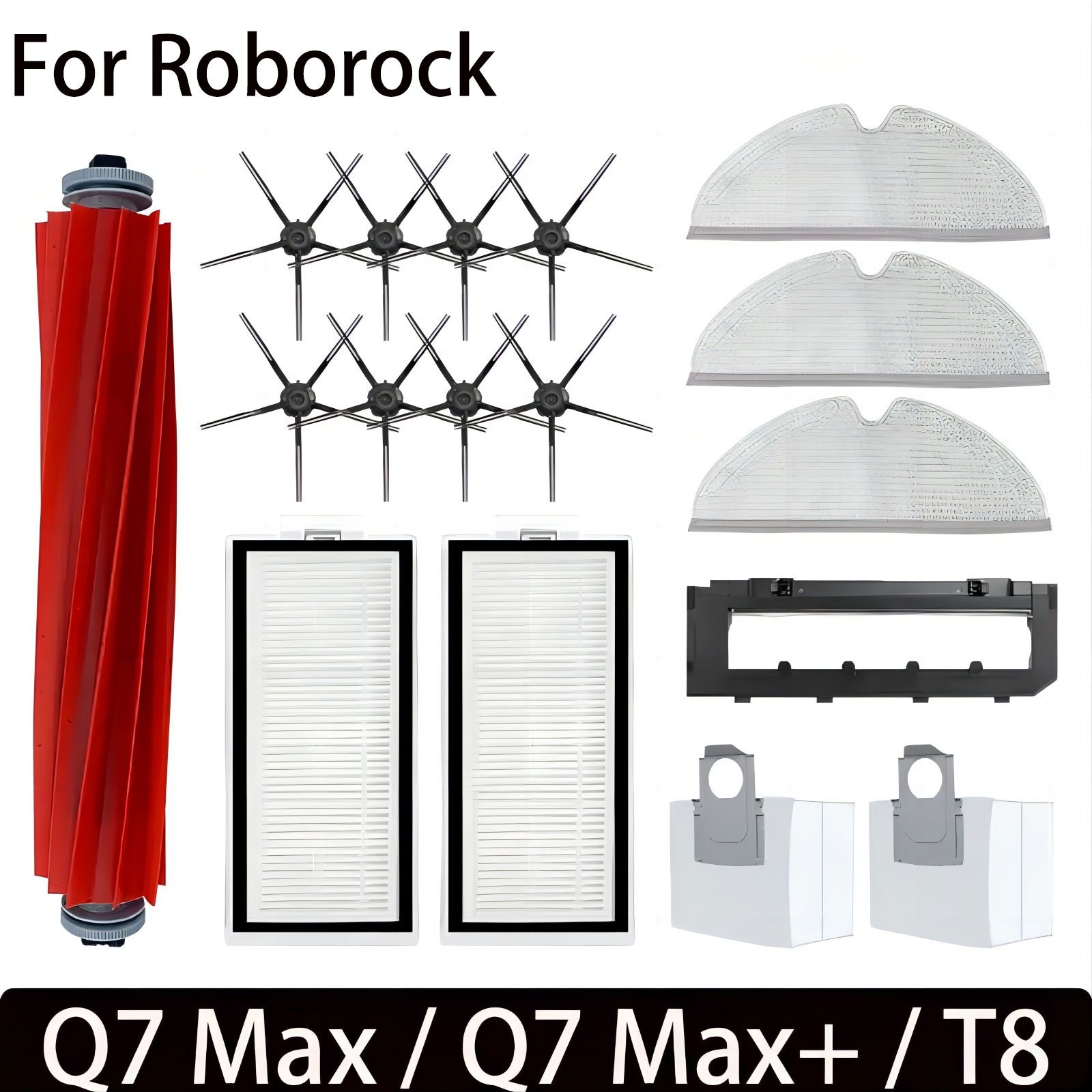 Para Roborock Q7 Max / Q7 Max + / Q7 Plus / T8 accesorios Cepillo Lateral principal filtro Hepa fregona Robot repuestos de aspiradora