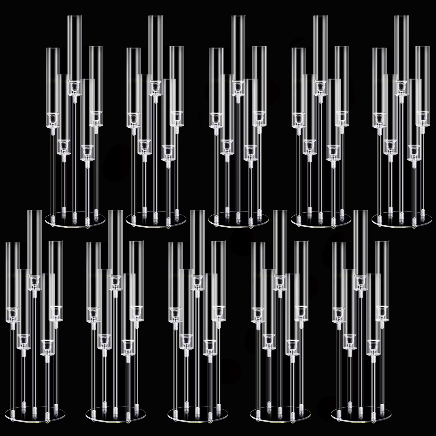 2/4/6/8/10pcs Tempat Lilin Akrilik untuk Dekorasi Pernikahan, Tempat Lilin 5 Lengan dengan Penutup Akrilik