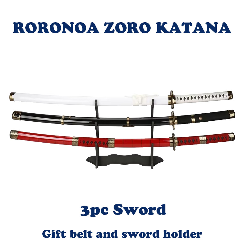 Roronoa Zoro Katana 3Pc Speelgoed Cosplay Zwaard Anime Rollenspel Wapens Sandai Kitetsu Wado Ichimonji Enma Paars Halloween Geschenk
