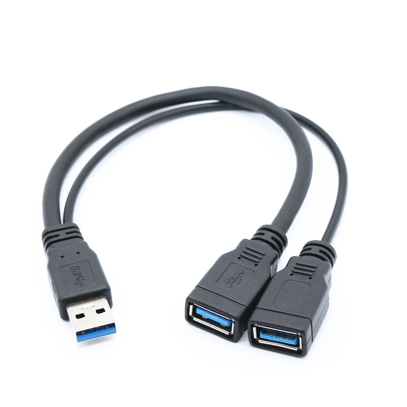 High Speed USB 3.0 A 1 Male To 2 Dual USB Female Data Hub Power Adapter Y Splitter USB Charging Power Cable Cord Extension Cable