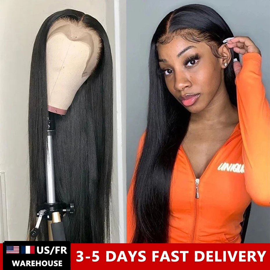 360 Full Lace Frontal Wig Brazilian Bone Straight 13x4 13x6 Transparent HD Lace Front Human Hair Wig For Black Women Pre Plucked