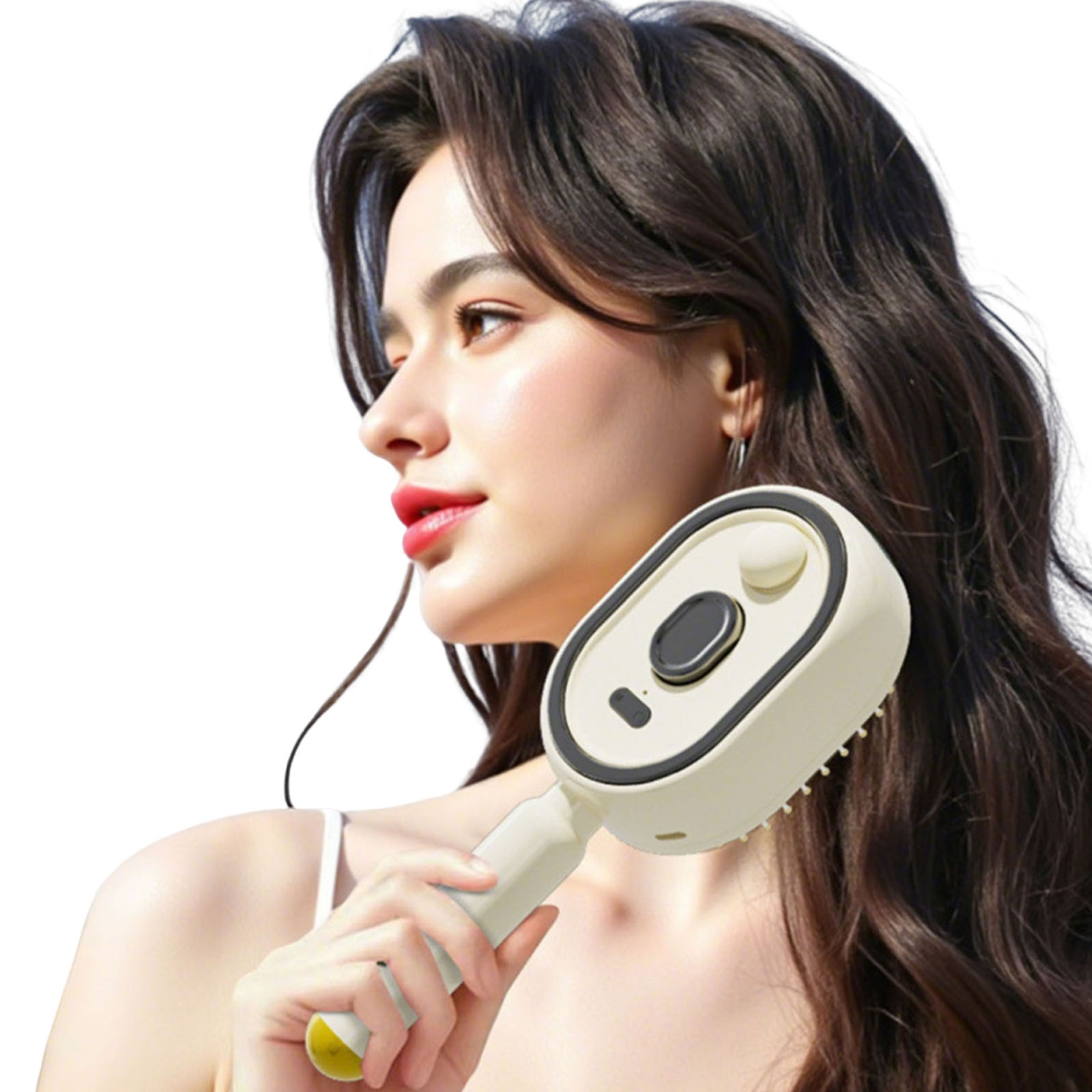 Electric Steam Brush USB-C Charging Wet Electrics Hairbrush Rechargeable Steams Hair Straightener for Both Long & Short Hairs