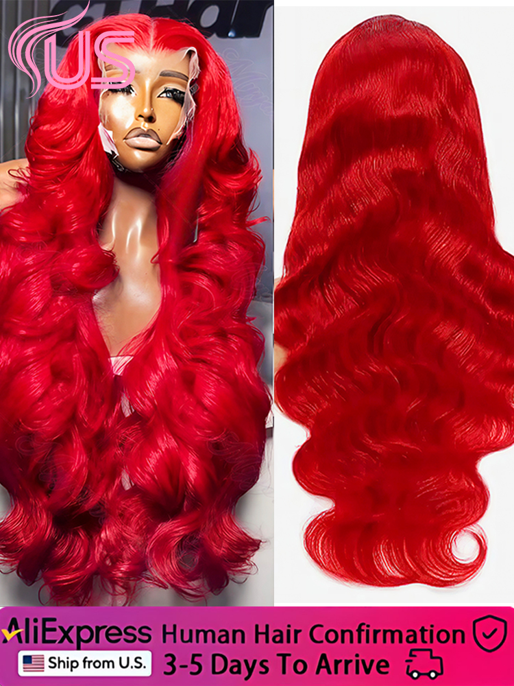 Quente vermelho 13x6 hd laço frontal perucas de cabelo humano brasileiro colorido onda do corpo peruca dianteira do laço 13x4 5x5 peruca de fechamento para mulher
