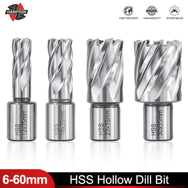 Cortador de agujeros HSS de 6-60mm, vástago Weldon, sierra de agujero, broca hueca, broca de núcleo HSS para herramientas de perforación de Metal, 1 ud.