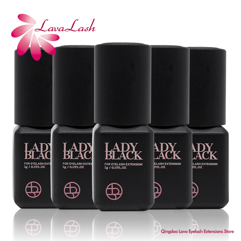 Colle noire pour Extensions de cils, 10 bouteilles, faible Irritation, 5ml, colle coréenne pour faux cils, outils de maquillage, fournitures à faible Irritation
