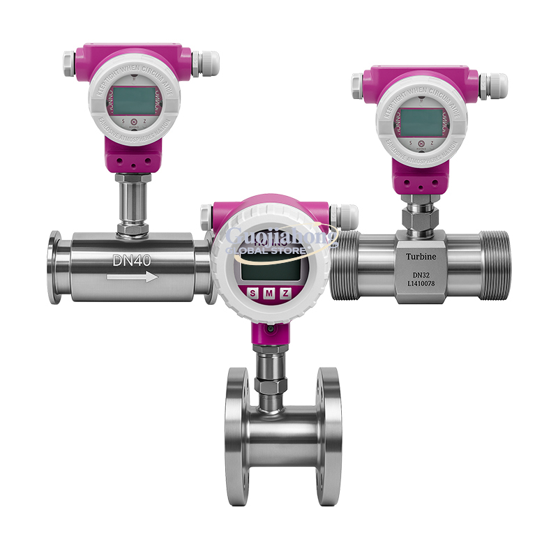 Industrial Stainless Steel Turbine Flow Meter Liquid Oil   Hydraulic Water OEM High Accuracy IP65 Protection