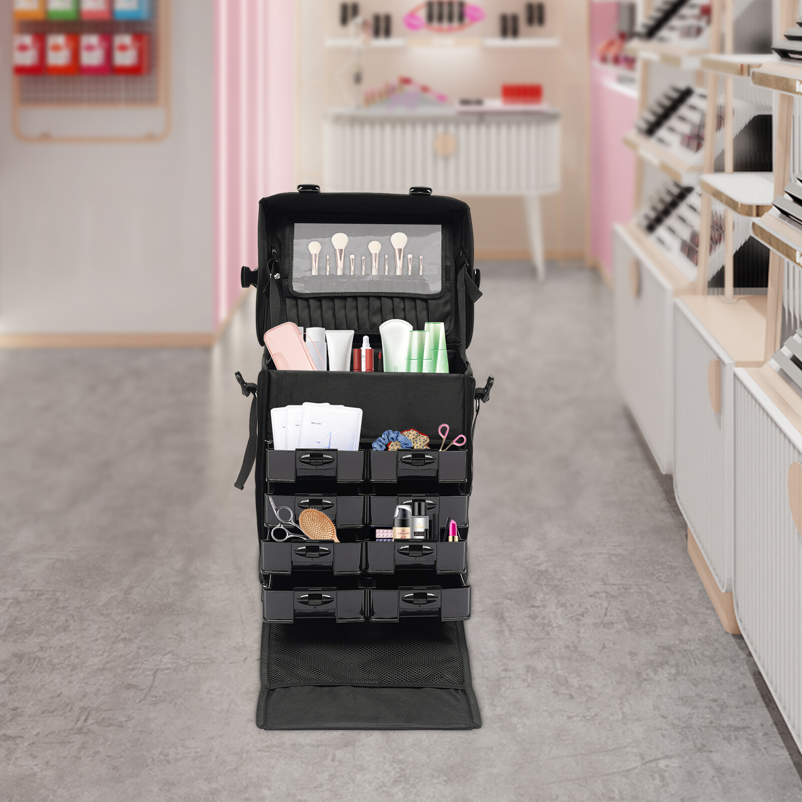 Rolling Makeup Case, Cosmetic Case Trolley, Make Up Suitcase Cosmetic Trolley,Makeup Suitcase with Wheels for makeup enthusiasts