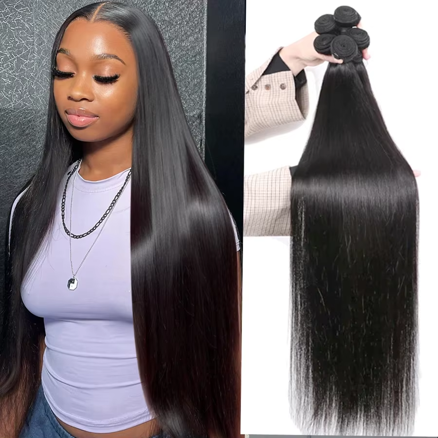 38 40 Inches Natural Color Straight  Wigs Brazilian Hair Bundles Human Hair Bundles Long Remy Hair Extensions 1/3/4 Pieces