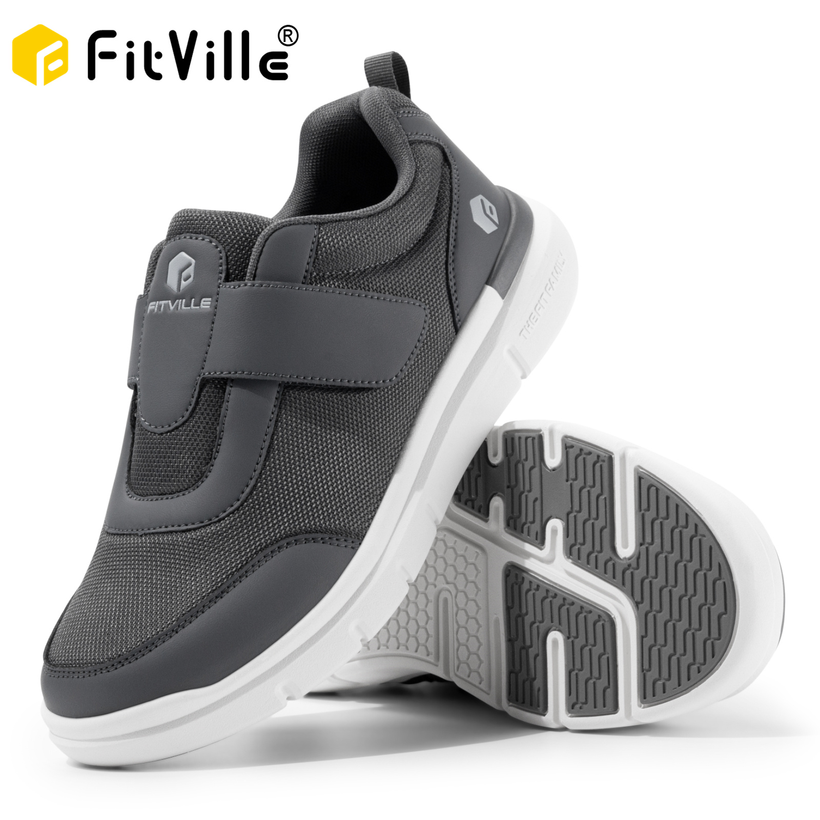 FitVille Scarpe per diabetici da uomo di larghezza extra larga per piedi gonfi Neuropatia Sollievo dal dolore per diabetici Scarpe casual da passeggio leggere
