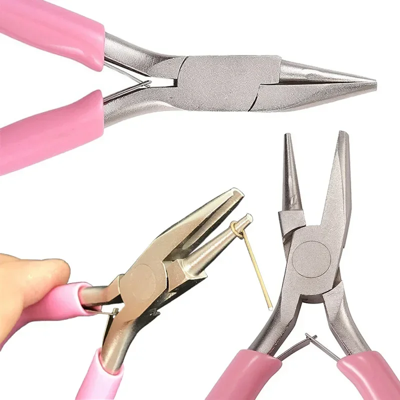 Alicate côncavo redondo profissional rosa, alicate de aço carbono de alta qualidade usado para fazer jóias diy, ferramenta manual de artesanato, 1 peça