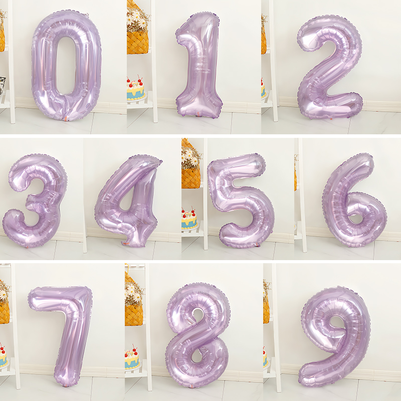 Ballon numéro violet cristal 32 pouces 0-9, fournitures de fête d'anniversaire de mariage pour adultes, décoration de fête d'anniversaire pour enfants, réception-cadeau pour bébé