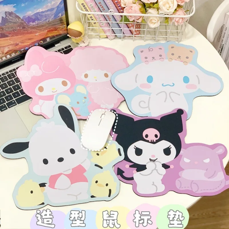 Kawaii Sanrio Kuromi Cinnamoroll แผ่นรองเมาส์คอมพิวเตอร์น่ารักไม่สม่ําเสมอ Melody Anti-SLIP Pad แป้นพิมพ์คอมพิวเตอร์ Pad ของขวัญหญิง