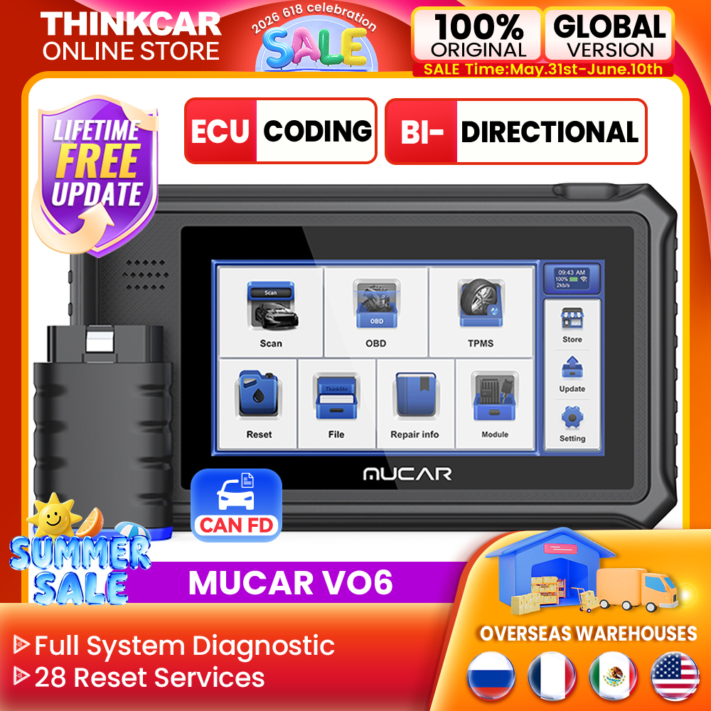 MUCAR VO6 OBD2 Automotive All System Diagnostic Tool Code Reader Key Programmer Auto Vin with 28+ Reset Functions Lifetime Free