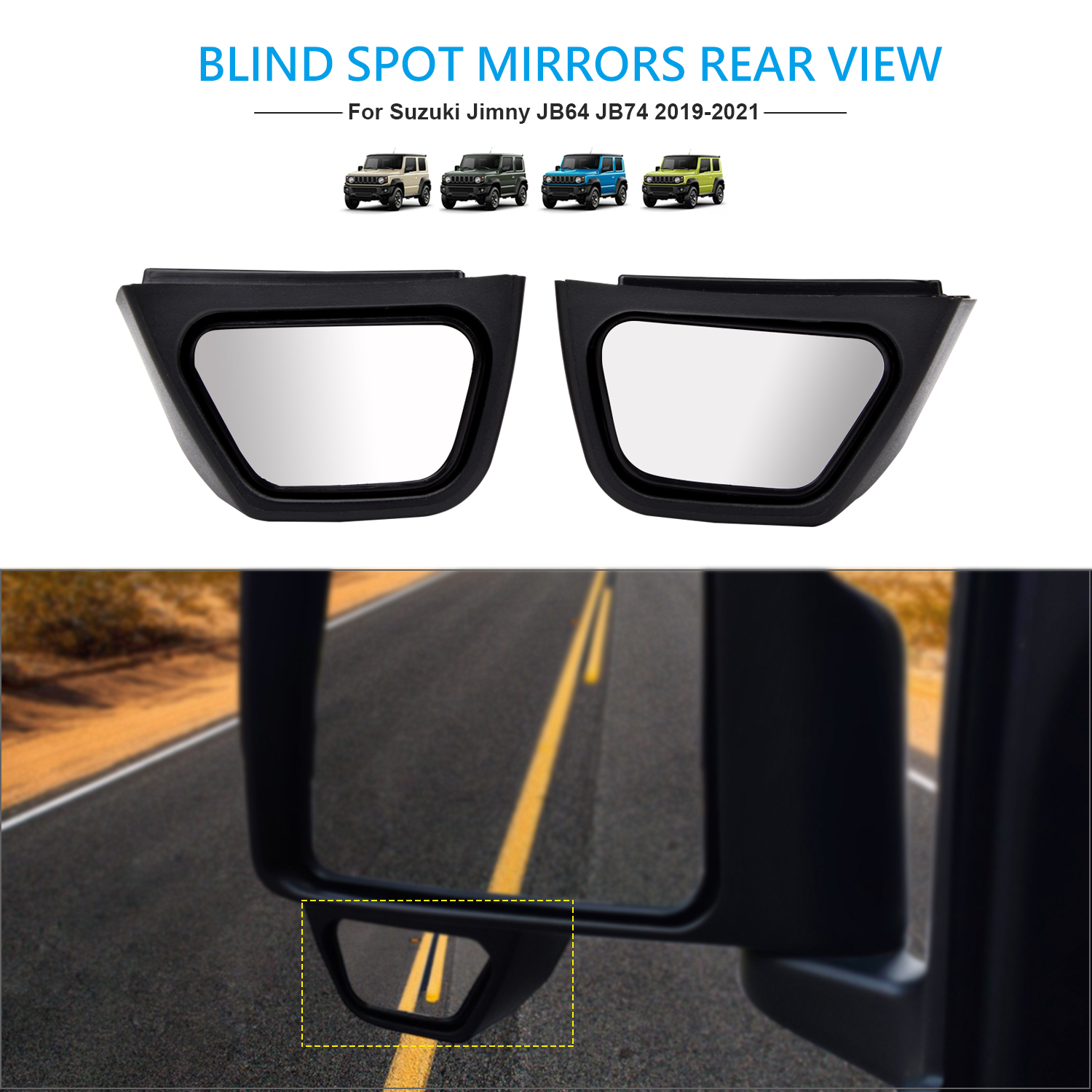 สําหรับ Suzuki Jimny JB64 JB74 รถที่จอดรถย้อนกลับมุมกว้างนูนด้านหลังดูกระจกมองหลังเสริม Blind Spot Mirror
