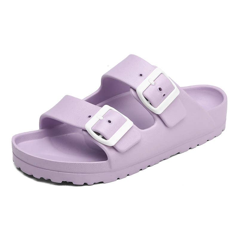 Sandal selop pantai untuk wanita, sandal selop klasik musim panas dengan gesper ganda nyaman ringan EVA