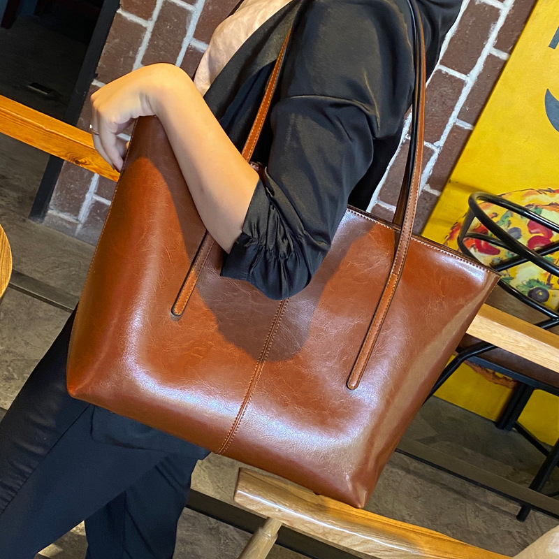 Sac fourre-tout grande capacité en cuir véritable pour femme, sac à bandoulière en cuir de vachette, sac à provisions ComPiedmont, haute qualité, mode