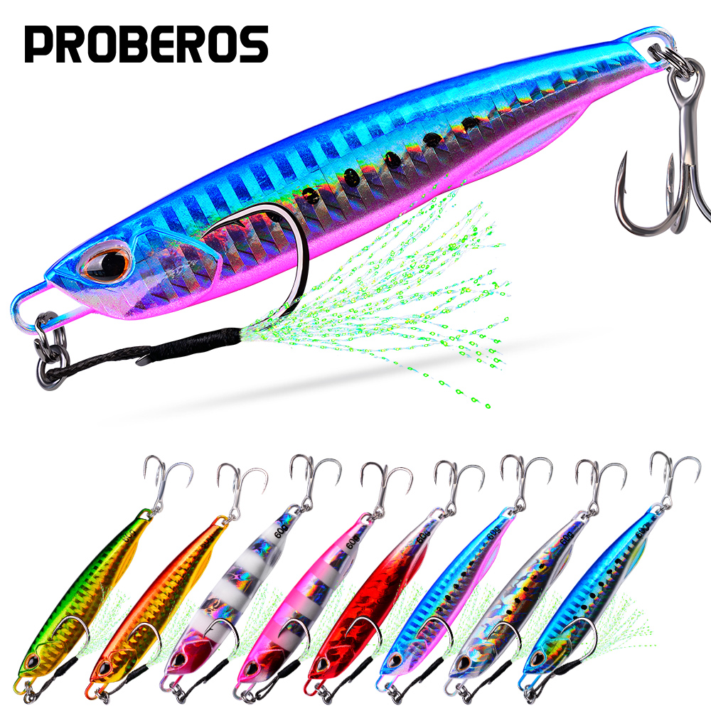 PROBEROS 8 szt. Mieszane kolory Metal Jig 10G - 60G Sztuczne przynęty Twarde przynęty Żywe przynęty wędkarskie do słodkiej i słonej wody